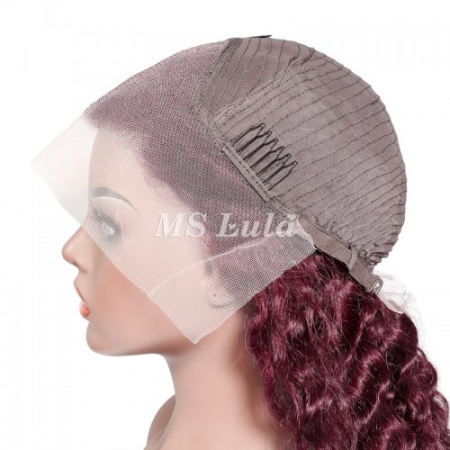 Burgundy Color #99j Human Hair Deep Wave 13X4 Lace Front Wigs | Human Hair Wig | Lace Front